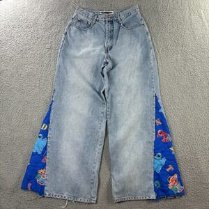 VTG 90s Y2K Anchor Blue Jeans 28x29 DIY Baggy Wide Leg Skate Rave‎ JNCO Kikwear